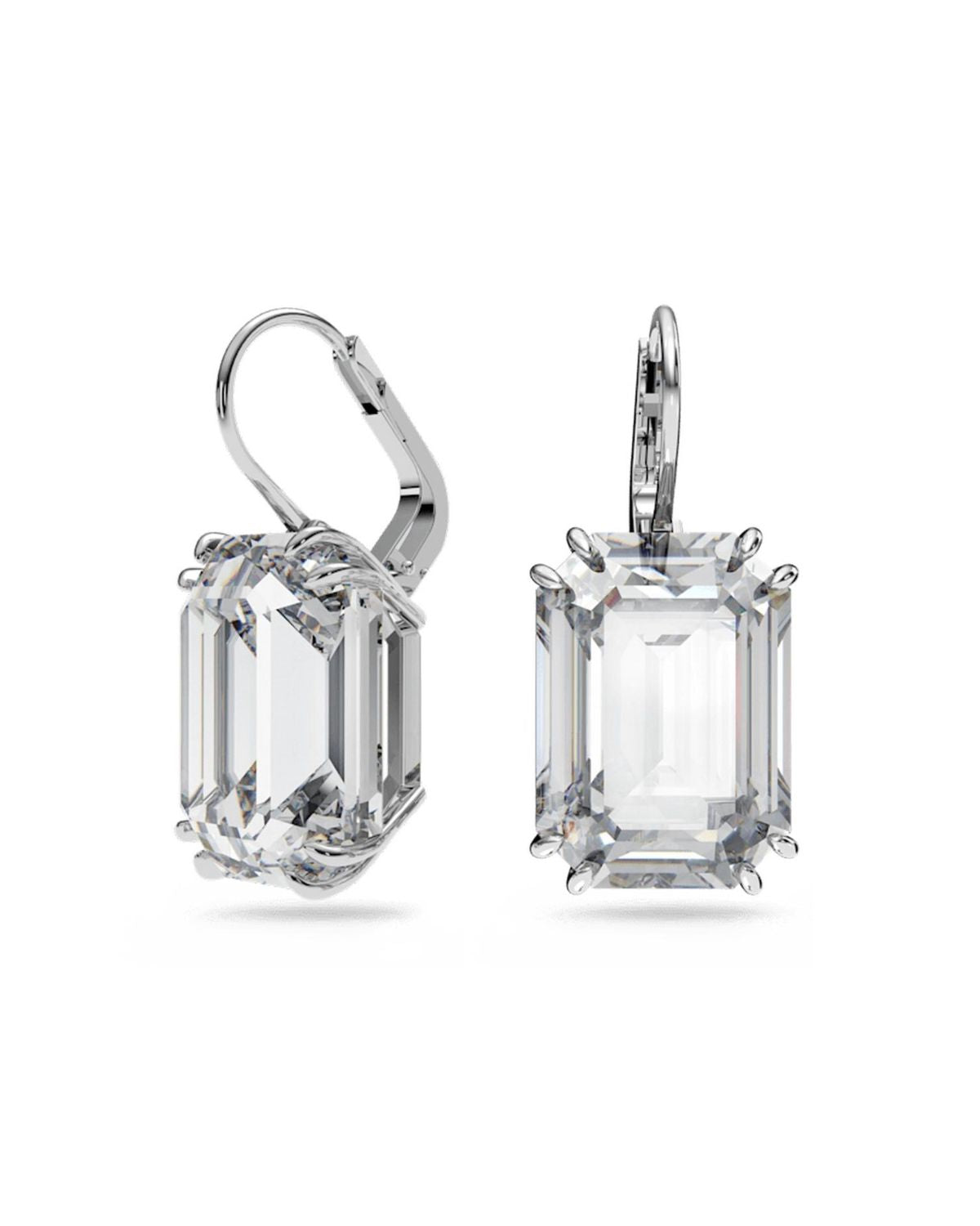 Millenia drop earrings Octagon cut, White, Rhodium plated 5636569