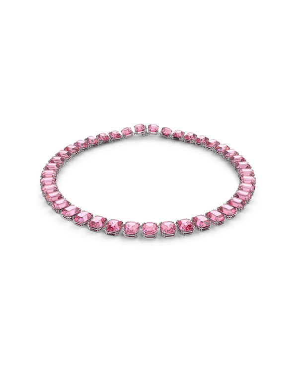 Millenia necklace, Octagon cut, Pink, Rhodium plated