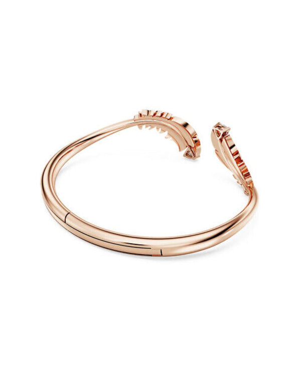 Nice bangle, Feather, White, Rose gold-tone plated