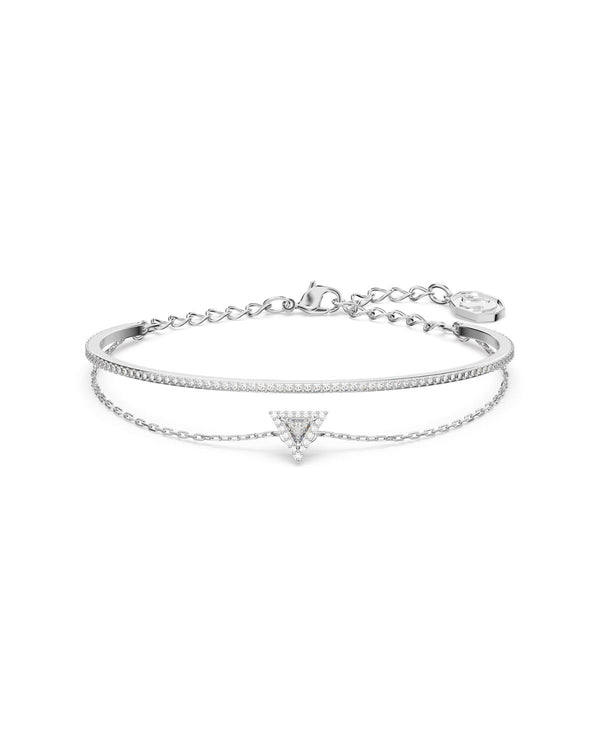 Ortyx bracelet, Triangle cut, PavÃ©, White, Rhodium plated