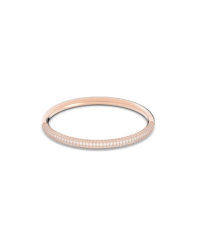 Stone bangle, White, Rose gold-tone finish