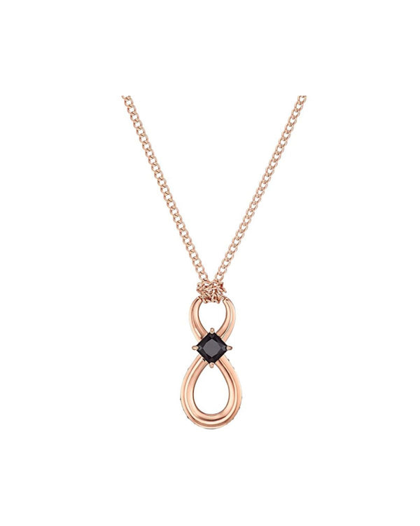 Swarovski Infinity pendant, Infinity, Black, Rose gold-tone plated