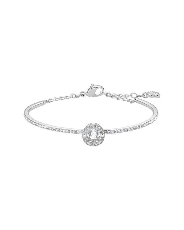 Swarovski Sparkling Dance bangle, Round cut, White, Rhodium plated