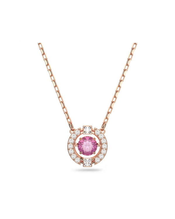 Swarovski Sparkling Dance necklace, Round cut, Red, Rose gold-tone plated