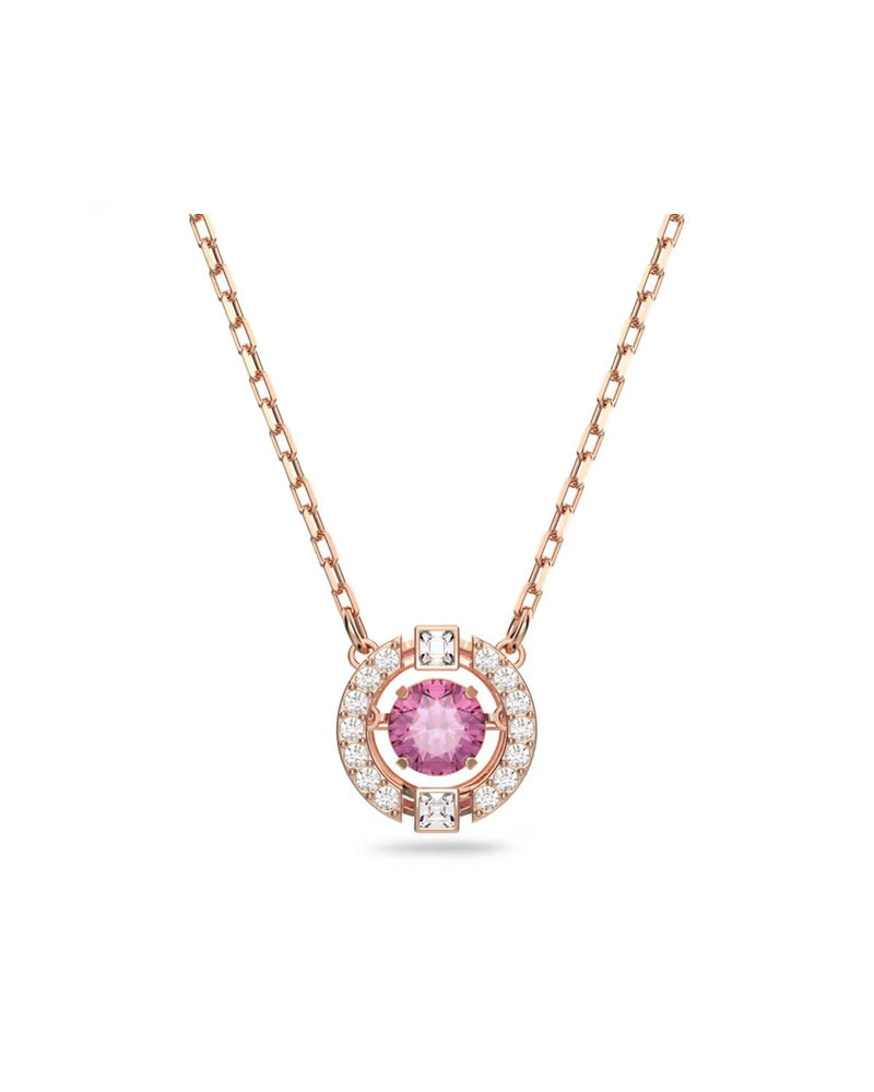 Swarovski Sparkling Dance necklace, Round cut, Red, Rose gold-tone plated