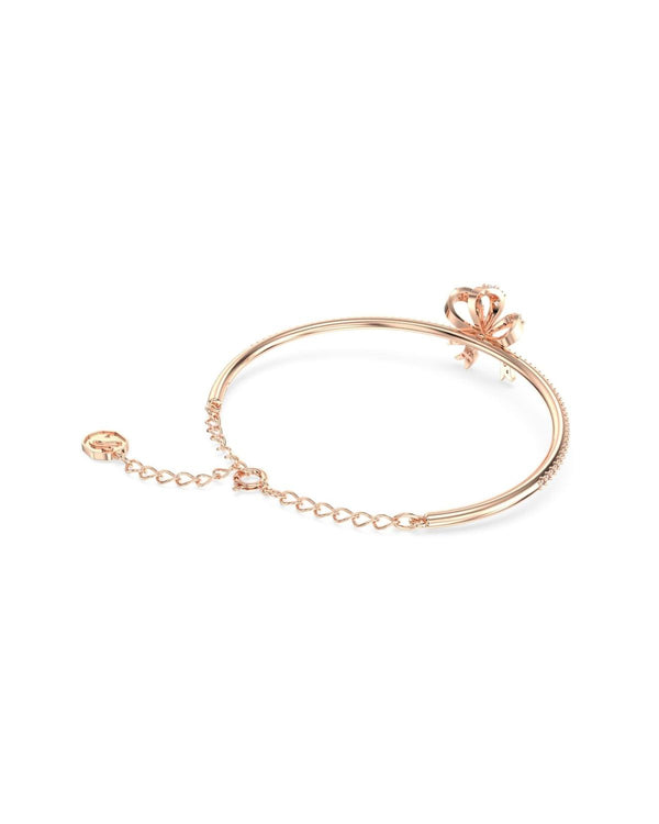 Volta bangle, Bow, White, Rose gold-tone plated