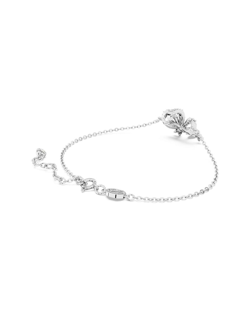 Volta bracelet, Bow, White, Rhodium plated