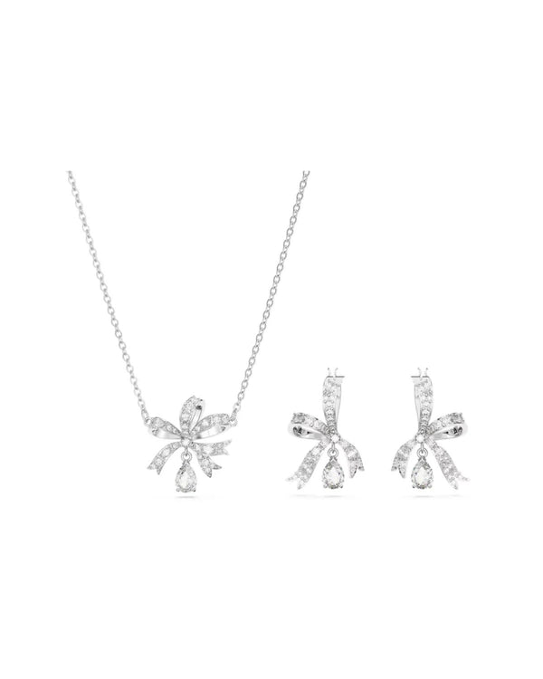 Volta set, Bow, White, Rhodium plated