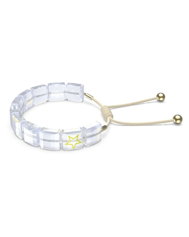 Letra bracelet Star, White, Gold-tone plated