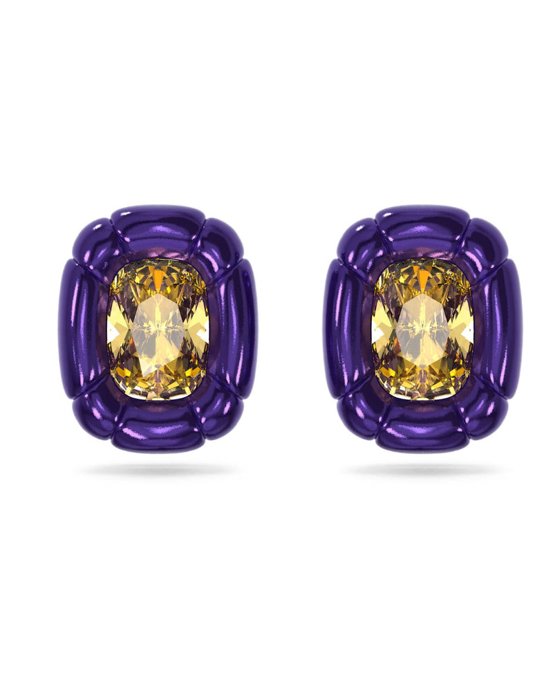 Dulcis clip earrings Cushion cut, Purple