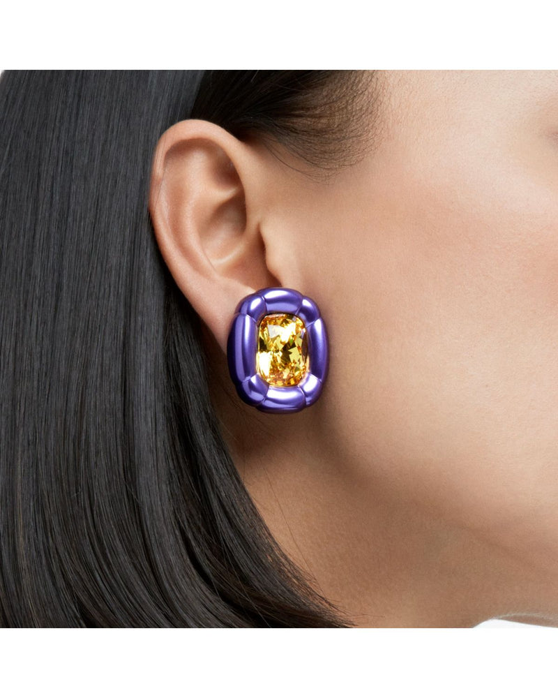 Dulcis clip earrings Cushion cut, Purple