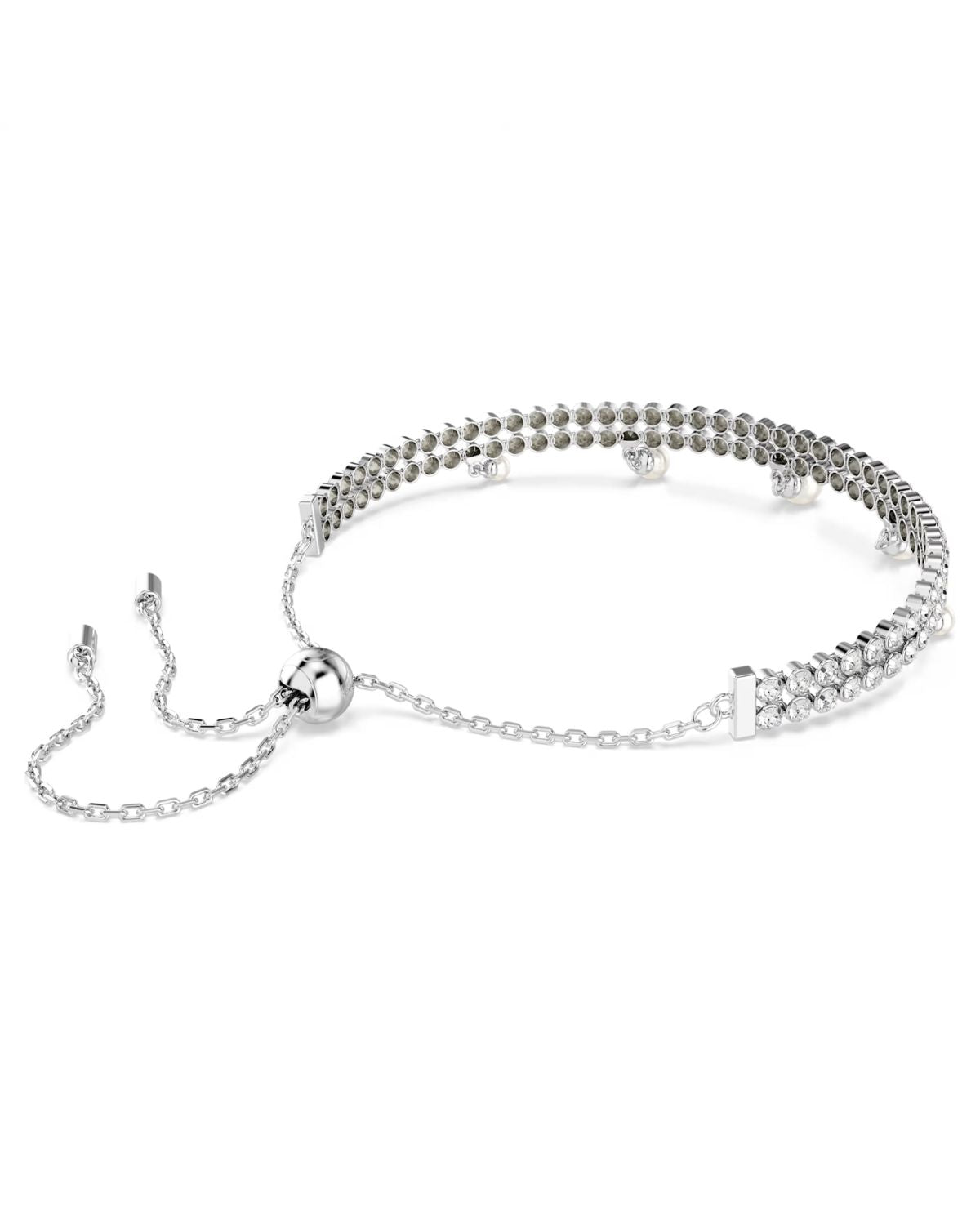 Ariana Grande x Swarovski bracelet Crystal pearl, Round cut, White, Rhodium plated 5720870