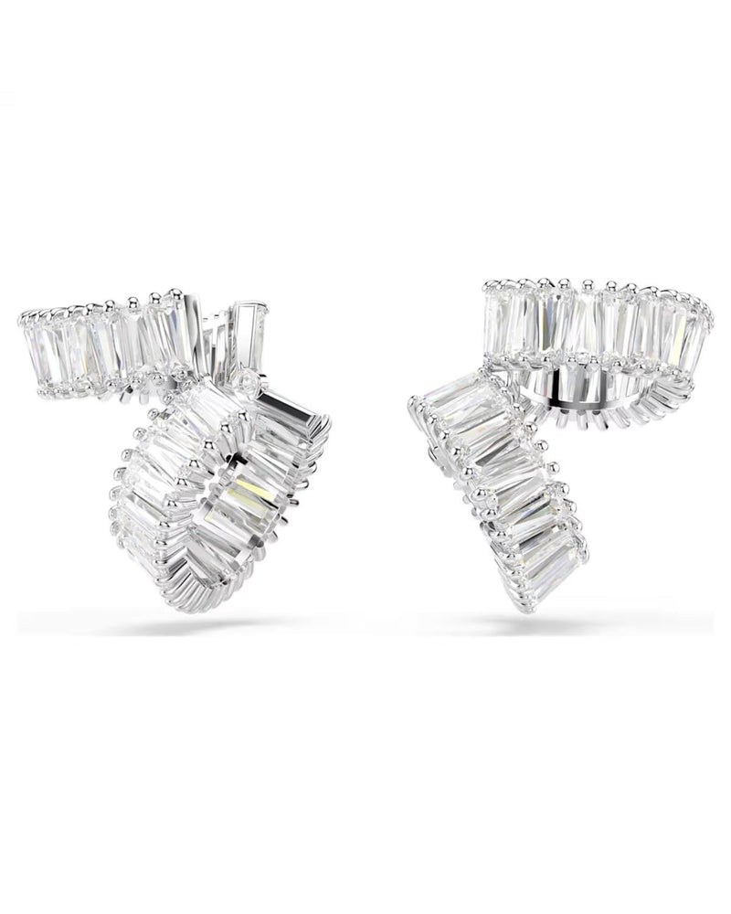 Ariana Grande x Swarovski ear cuffs Baguette cut, White, Rhodium plated