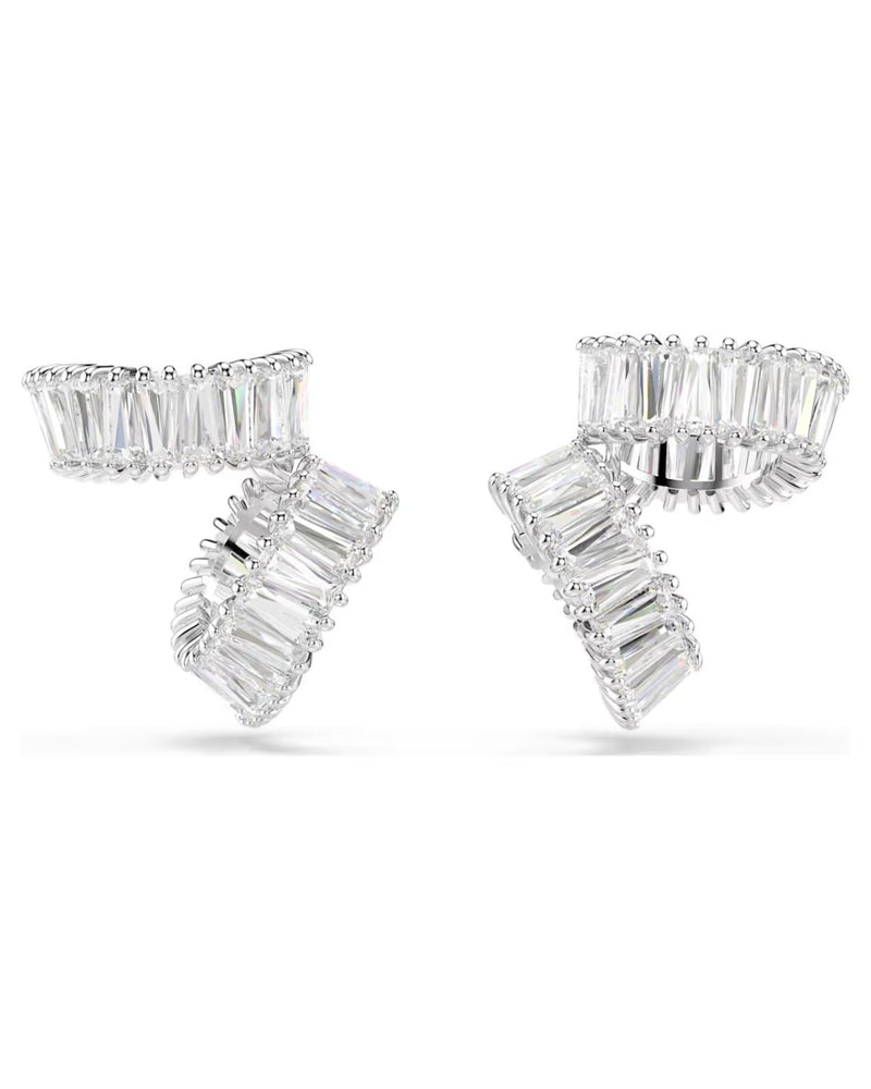 Ariana Grande x Swarovski ear cuffs Baguette cut, White, Rhodium plated