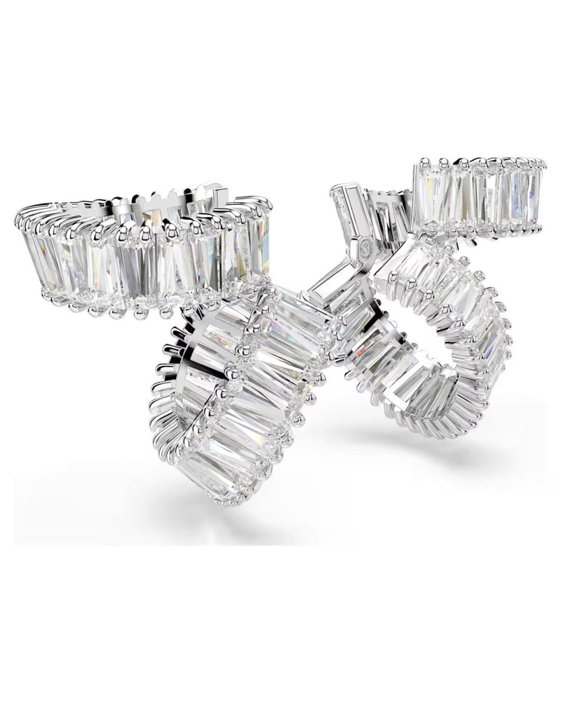 Ariana Grande x Swarovski ear cuffs Baguette cut, White, Rhodium plated