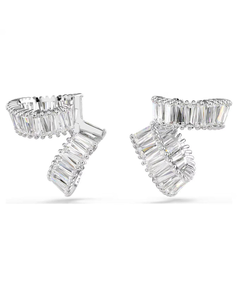 Ariana Grande x Swarovski ear cuffs Baguette cut, White, Rhodium plated