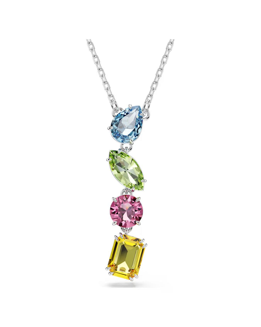 Gema Y pendant Mixed cuts, Multicoloured, Rhodium plated 5692421
