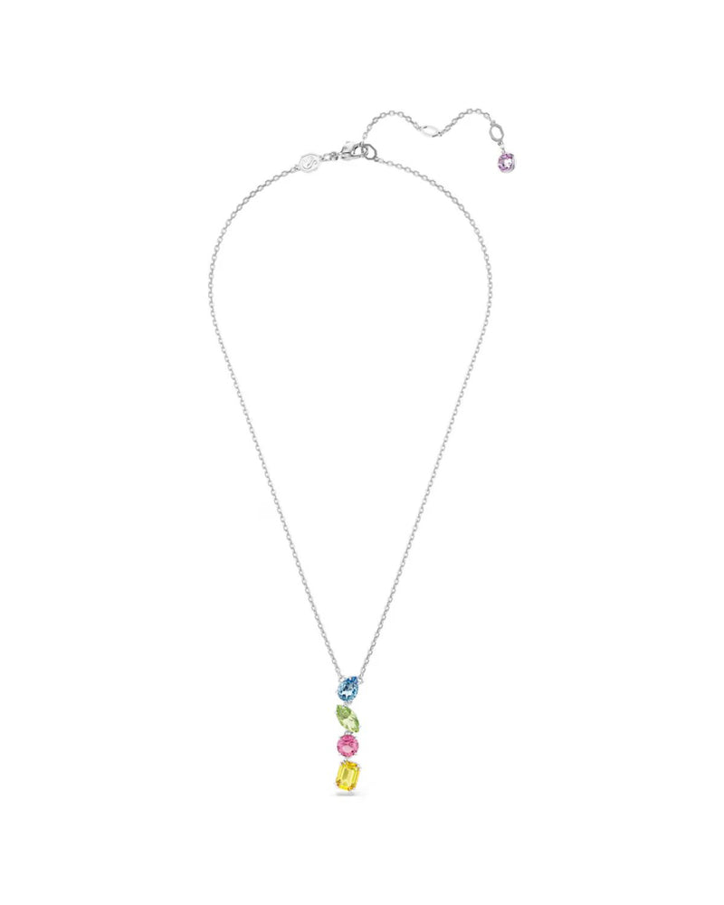 Gema Y pendant Mixed cuts, Multicoloured, Rhodium plated