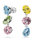 Gema drop earrings Asymmetrical design, Mixed cuts, Multicoloured, Rhodium plated 5692406