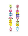 RE Gema drop earrings Asymmetrical design, Mixed cuts, Long, Multicoloured, Rhodium plated 5656417