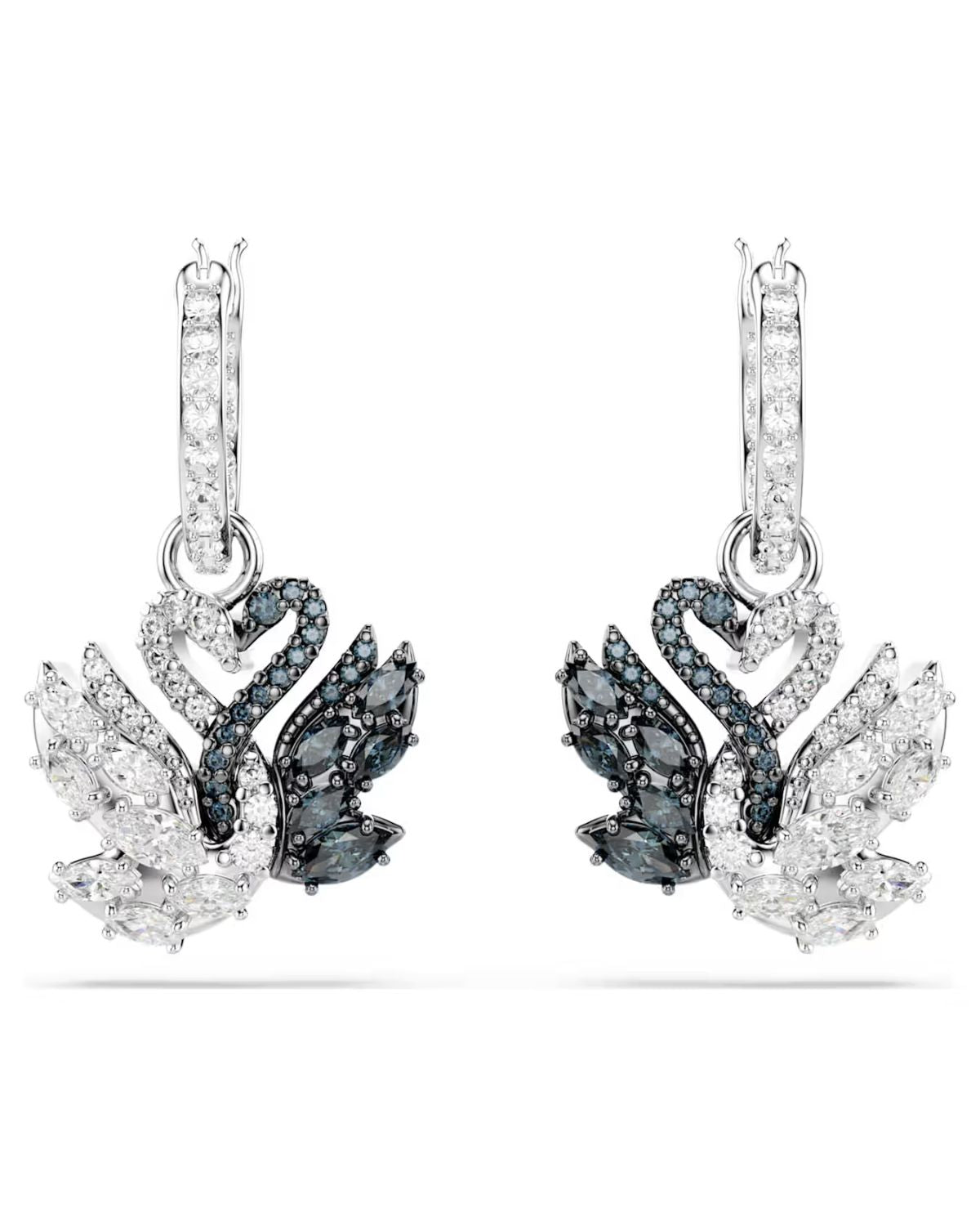 Swan drop earrings Swan, Black, Mixed metal finish 5705728