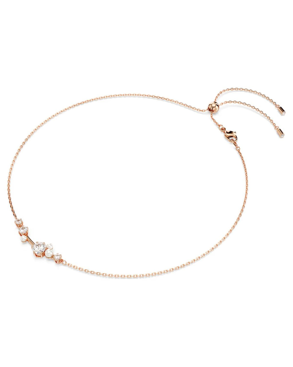 Constella necklace Crystal pearl, Round cuts, White, 18k rose gold finish 5729504