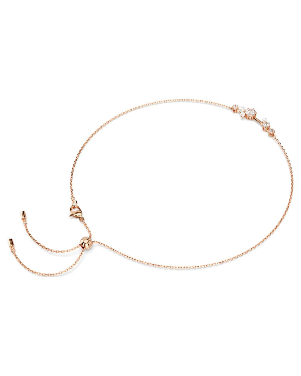 Constella necklace Crystal pearl, Round cuts, White, 18k rose gold finish 5729504