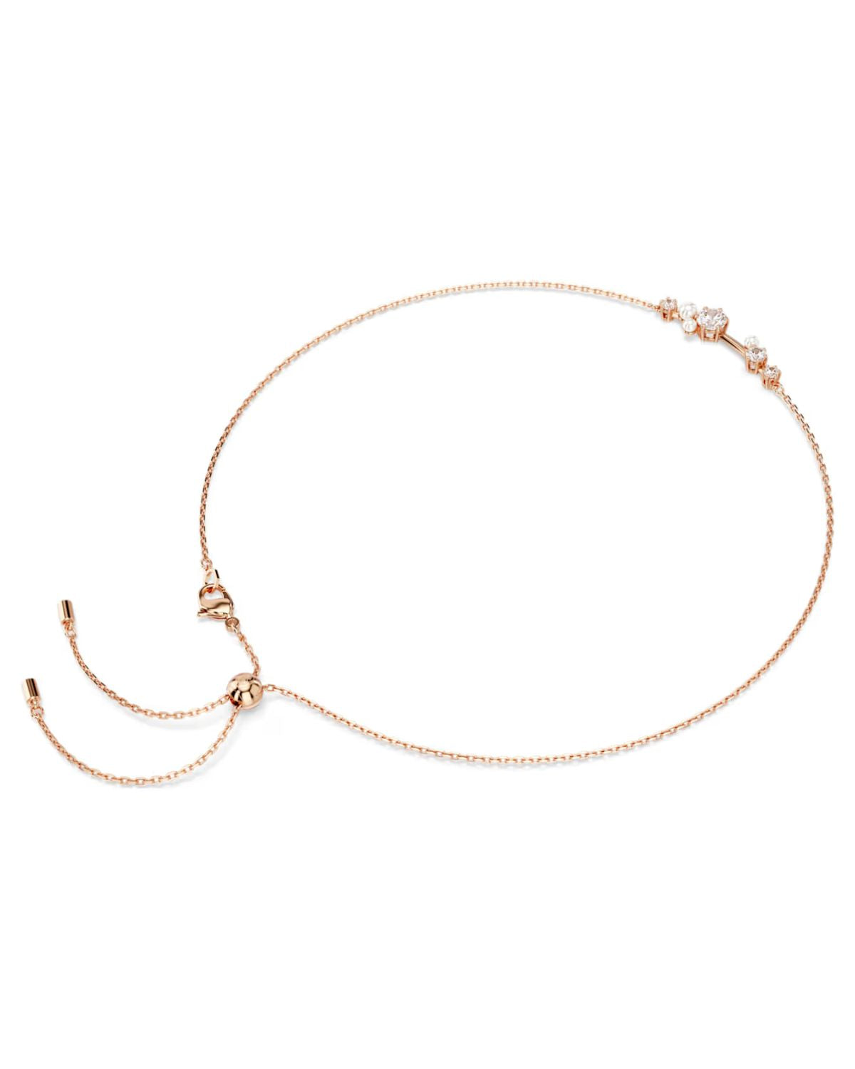 Constella necklace Crystal pearl, Round cuts, White, 18k rose gold finish 5729504