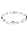 Constella Tennis bracelet Crystal pearl, Round cuts, White, Rhodium plated