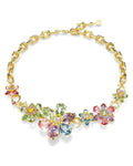 Idyllia necklace Mixed cuts, Flower, Multicoloured, 18k gold finish 5709030