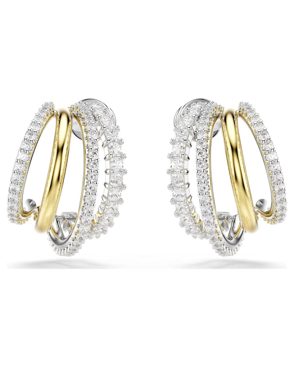Hyperbola hoop earrings Mixed cuts, Mini, White, Mixed metal finish 5689718