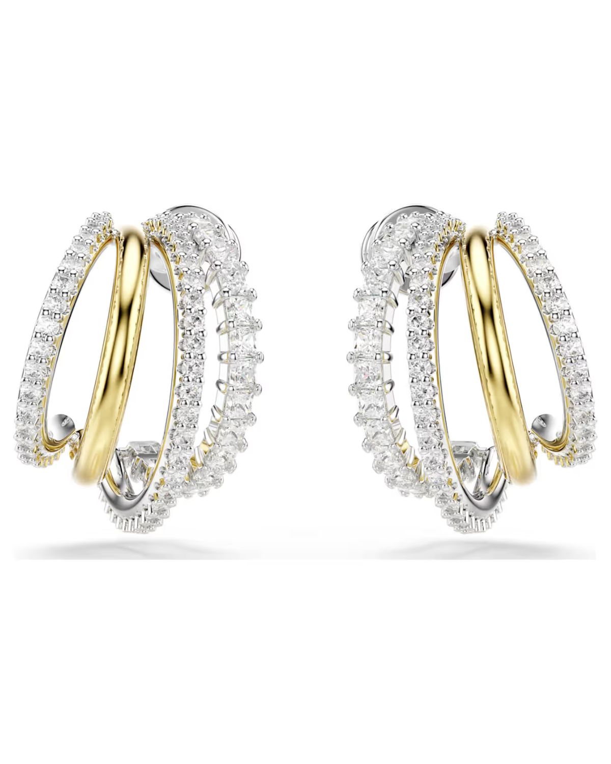 Hyperbola hoop earrings Mixed cuts, Mini, White, Mixed metal finish 5689718