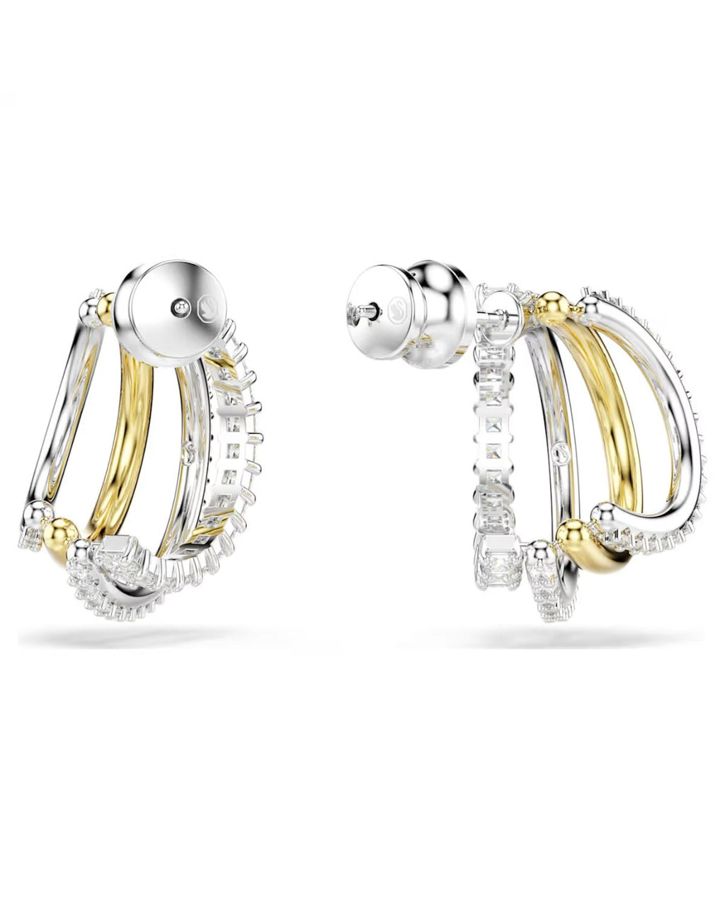 Hyperbola hoop earrings Mixed cuts, Mini, White, Mixed metal finish 5689718