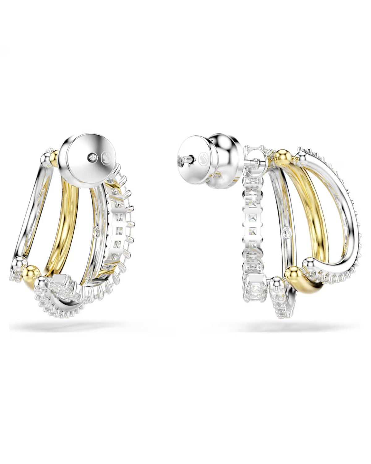 Hyperbola hoop earrings Mixed cuts, Mini, White, Mixed metal finish 5689718