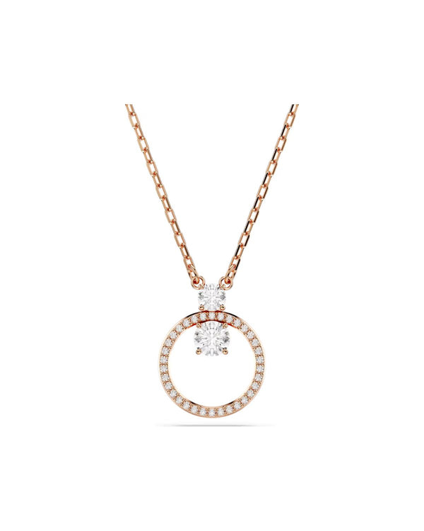 Constella pendant Pavé, Round cut, White, Rose gold-tone plated