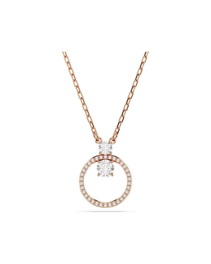 Constella pendant Pavé, Round cut, White, Rose gold-tone plated