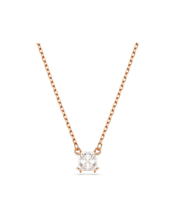 Stilla Attract pendant Square cut, White, Rose gold-tone plated