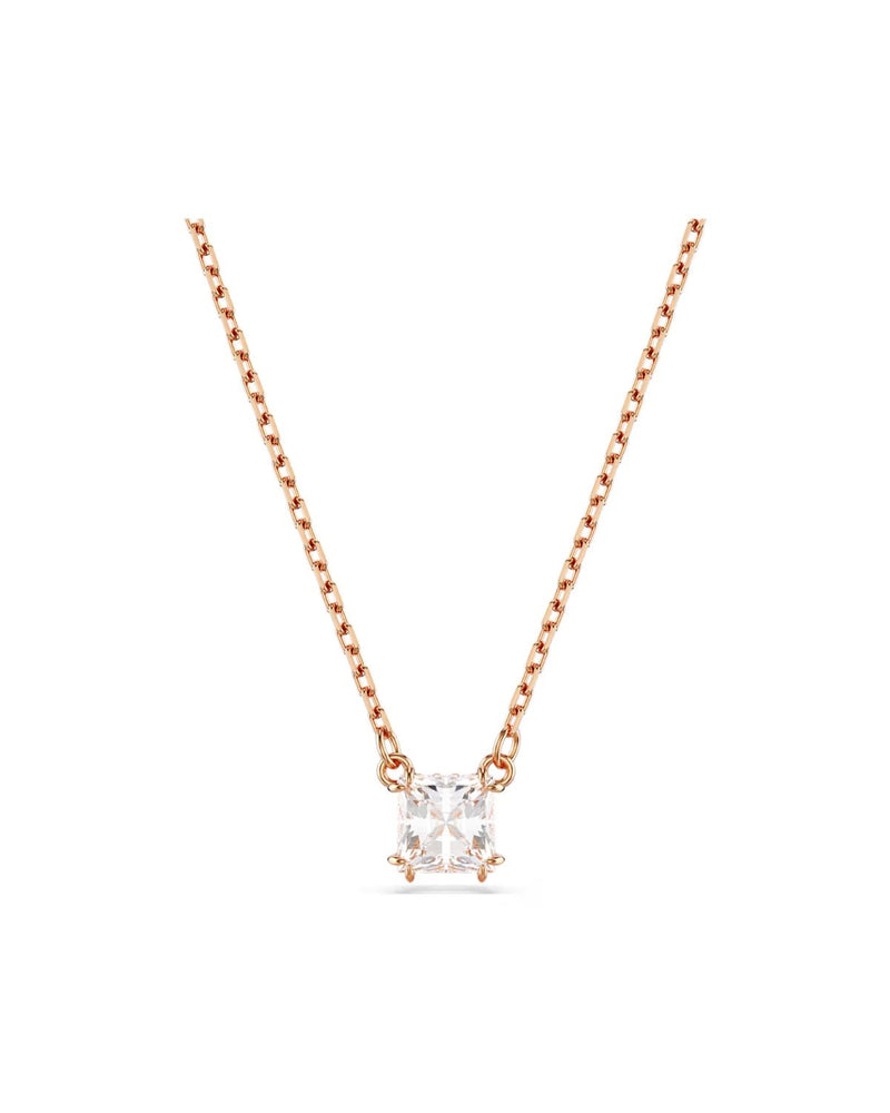 Stilla Attract pendant Square cut, White, Rose gold-tone plated