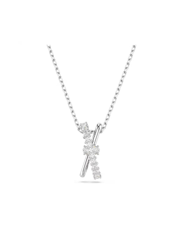 Hyperbola pendant Mixed cuts, Twist, White, Rhodium plated
