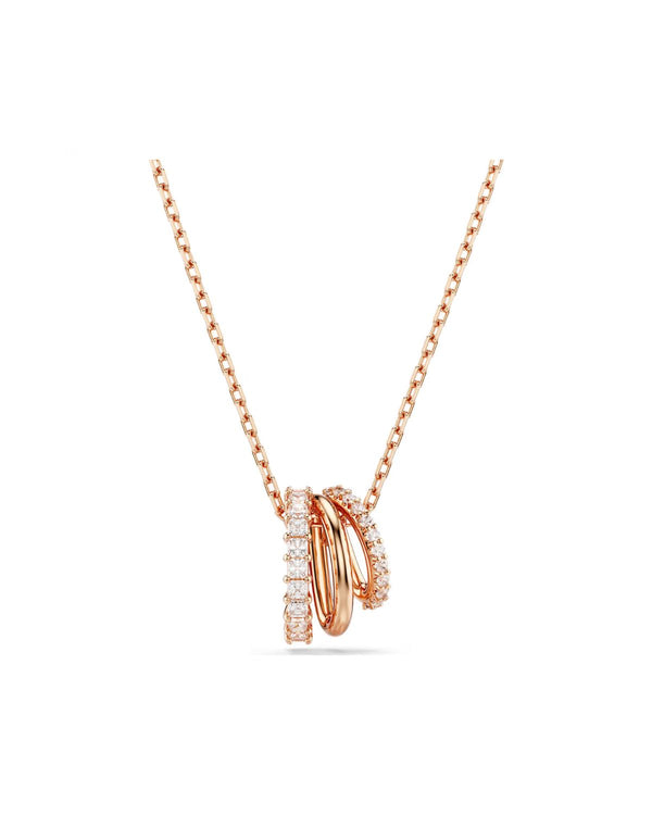 Hyperbola pendant Mixed cuts, White, Rose gold-tone plated