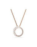 Matrix pendant Crystal pearl, Round cut, White, Rose gold-tone plated
