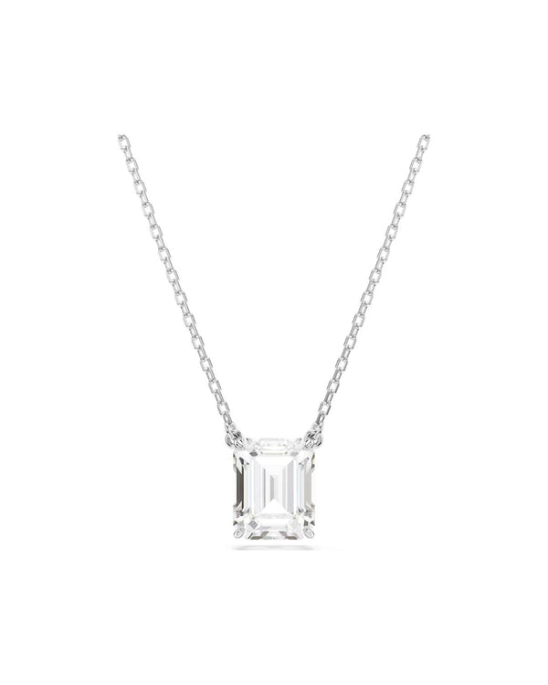 Stilla pendant Octagon cut, White, Rhodium plated