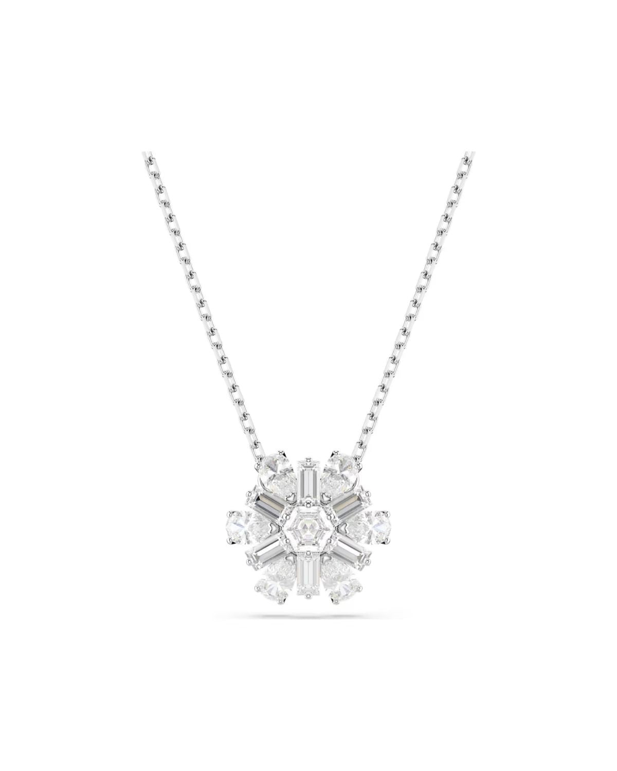 Idyllia pendant Mixed cuts, Snowflake, White, Rhodium plated 5691484