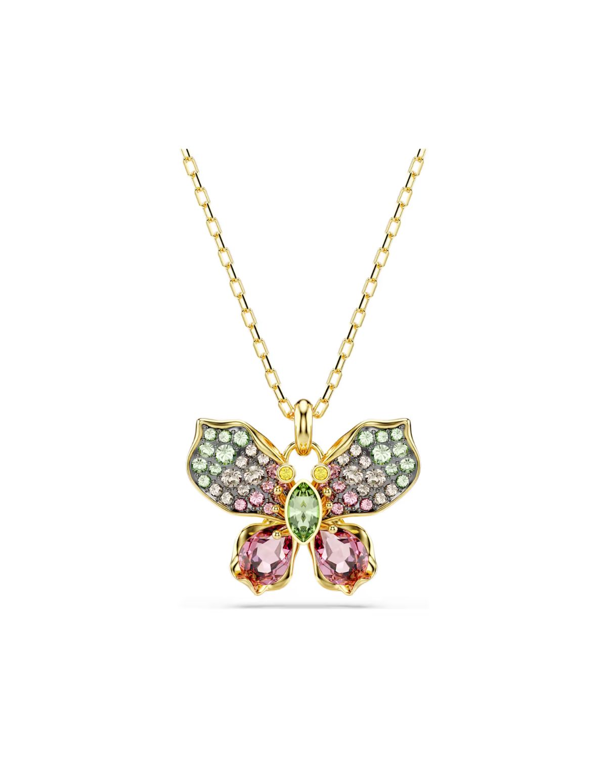 Idyllia pendant Mixed cuts, Pavé, Butterfly, Multicoloured, 18k gold finish 5709950
