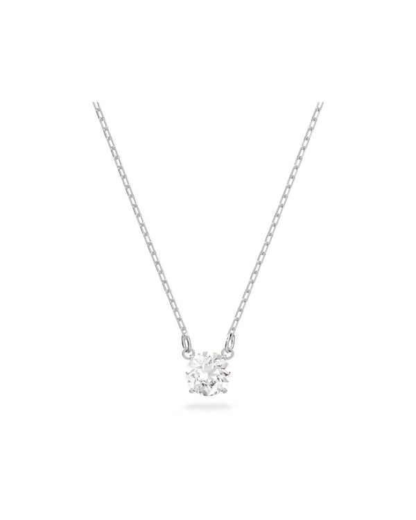 Attract necklace Round cut, White, Rhodium plated
