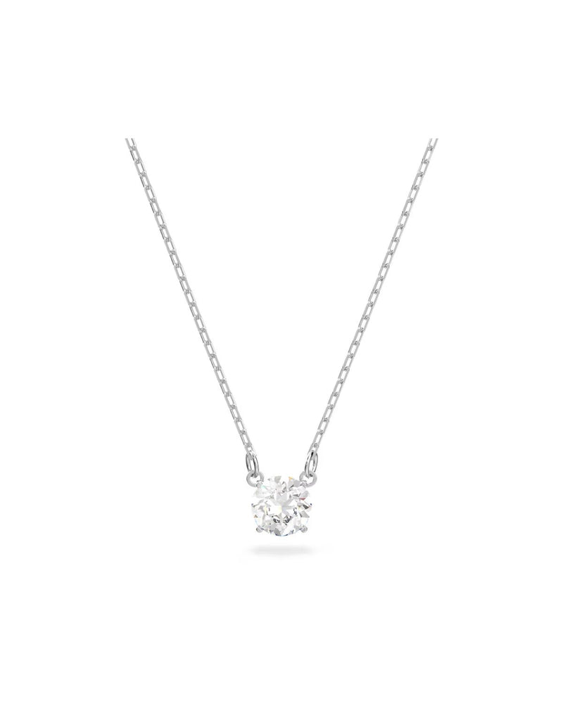 Attract necklace Round cut, White, Rhodium plated