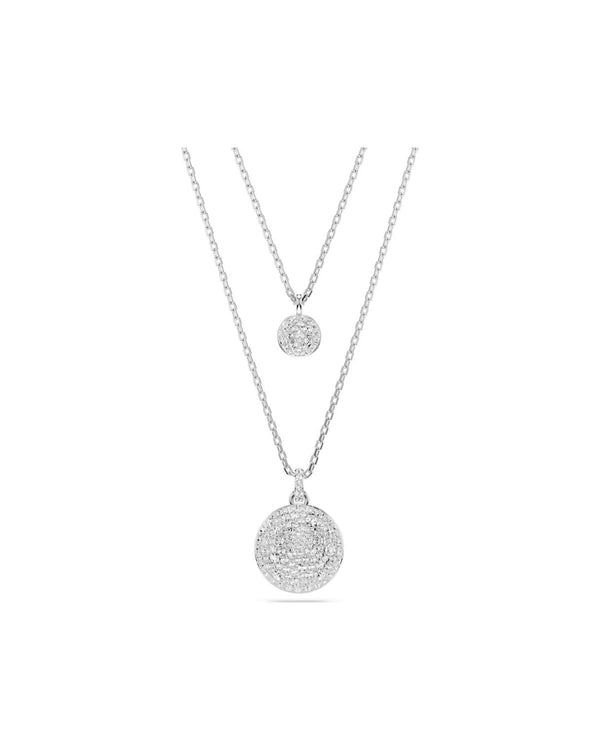 Meteora layered pendant White, Rhodium plated