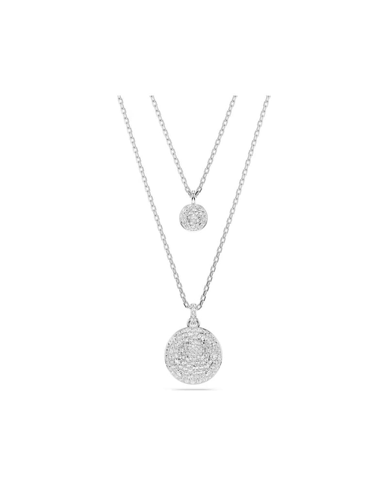 Meteora layered pendant White, Rhodium plated