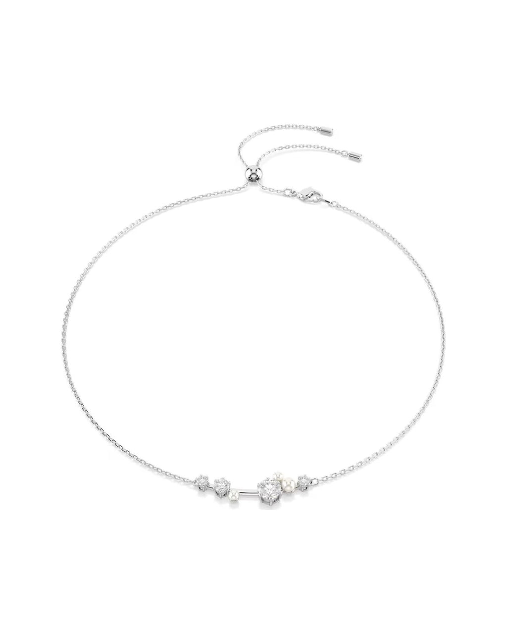 Constella necklace Crystal pearl, Round cuts, White, Rhodium plated 5705626