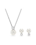 Matrix set Crystal pearl, Round cut, White, Rhodium plated 5689624